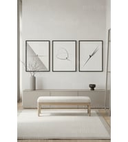 Minimalist Soyut Figüratif İnsan Formları 3’lü Ahşap Çerçeveli Tablo Seti
