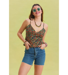 V Yaka İnce Askılı Yazlık Bluz (PERA MODA)