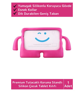 Premium Apple Samsung Uyumlu 8.7 Inch Silikon Yumuşak Tutacaklı Tam Koruma Çocuk Tablet Kılıfı