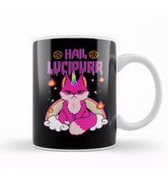 Cute & Funny Satanic Hail Lucipurr Rainbow Emo Cat Kupa Bardak Porselen
