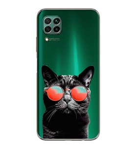 PrintiFy Huawei P40 Lite ile Uyumlu Kedi 3 Kamera Korumalı Şeffaf Kılıf