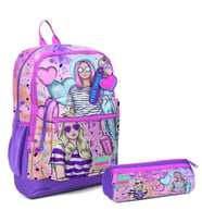 Coral High İlkokul Sırt Çantası ve Kalemlik Seti - Pembe Mor Fashion Girl - Kız Çocuk