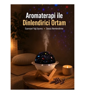 Mey İthalat® Projektör ışıklı, aromaterapi uyumlu mini masaüstü hava nemlendirici cihaz