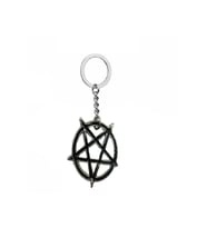 Siyah Yuvarlak Pentagram Yıldız Figürlü Unisex Anahtarlık – Gotik, Mistik ve Spiritüel Tasarım