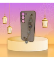 Samsung S23 zincirli taşlı silikon telefon kılıfı (Pembe)