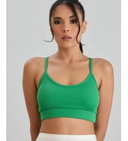 Aurafit Fitilli U Yaka İp Askılı Basic Büstiyer/Croptop - 9027 (Yeşil)
