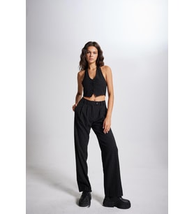 Markano Striped Pantolon Siyah