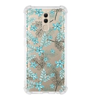 PrintiFy Huawei Mate 20 Lite Uyumlu Köşe Korumalı Floral Su Yeşili Tasarımlı Şeffaf Silikon Kılıf