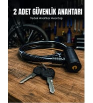 12 mm Çelik Halat Bisiklet Kilidi 80 cm Anahtarlı Güvenlik Kilidi PVC Kaplamalı Scooter ve Elektrikl