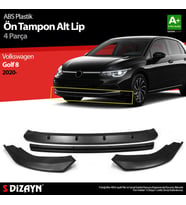 Volkswagen Golf 8 ABS Plastik Ön Tampon Alt Lip Siyah Ekli 4 Prç. 2020 Üzeri A+Kalite (Renksiz)