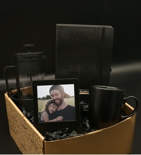 Kişiye Özel Siyah Termo Defter& Siyah Instagram Çerçeve& French Press& Siyah Kupa Hediye Seti