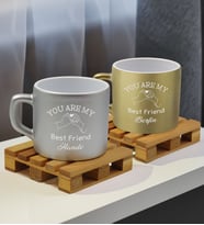BK Gift Kişiye Özel İsimli Best Friend 2’li Gümüş ve Gold Renkli Middle Çay & Kahve Fincanı-2, Arkadaşa Hediye, Sevgiliye Hediye