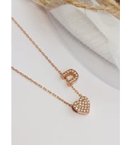 925 Ayar Gümüş Zirkon Taşlı Gold Kalp Kadın U Harf Trend Kadın Kolye Yılbaşı Yeni Yıl Hediye