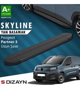 Peugeot Partner 3 Uzun Şase Skyline Siyah Yan Basamak 213 Cm 2018 Üzeri A+ Kalite