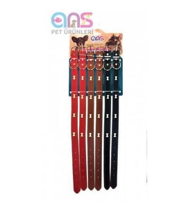 ANS 3890 Kemikli Deri Köpek Tasması 35cm