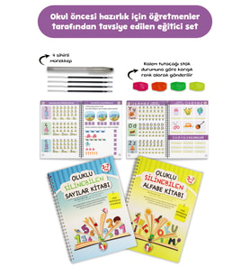 Oluklu Silinebilen Yazı Kitabı Seti – Alfabe + Sayılar Sihirli Kalemli Kabartmalı Yaz-Sil (3–7 Yaş)