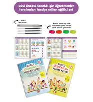Oluklu Silinebilen Yazı Kitabı Seti – Alfabe + Sayılar Sihirli Kalemli Kabartmalı Yaz-Sil (3–7 Yaş)