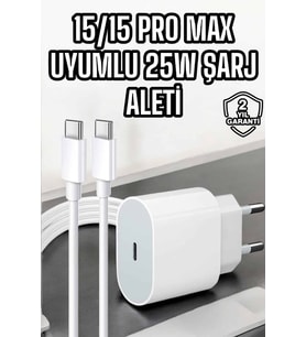İOS Uyumlu Type-C Girişli Hızlı Şarj 15/15 Pro Max Adaptör ve Kablosu