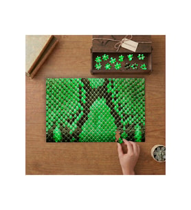 Yeşil Yılan Derisi Deseni Tasarımı 240 parça Ahşap Puzzle Ahşap Kutuda MP01458