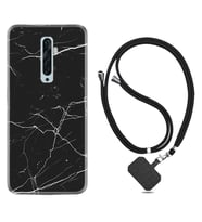 Oppo Reno 2Z 4 Lite 4 Pro 5 6 7 A31 Kılıf Boyun Askılı Silikon Siyah Mermer 1299