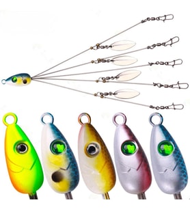 Valkyrie 5'li Alabama Rig 5 Kollu  Fırdöndülü Levrek Şemsiyesi 16.8g 22cm – Spinner Kaşıklı Sahte Yem Sistemi