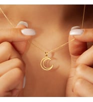 Tasarım Minimal Hilal Kolye 925K Gümüş (Gold)