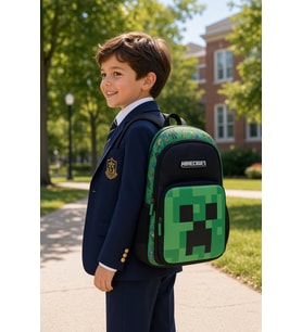 Minecraft Okul Çantası 3 Bölmeli Sırt Çantası 31x42,5x12,5 cm Tablet Bölmeli Su İtici Kumaş 3767