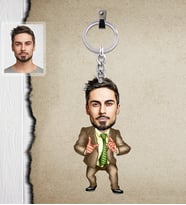 Kişiye Özel Patron Karikatürlü  Ahşap Anahtarlık Bay-10-Eco