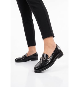 Pierre Cardin Tokalı Şık Rahat Loafer Ayakkabı Kadın Bej Parlak Klasik Casual Ayakkabı PC-56058