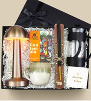 Masa Lambası & Porselen Kupa & Tütsü & Filtre Kahve & French Press Premium Hediye Seti