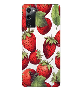 Samsung Galaxy S20 FE Uyumlu Çilek Desenli Şeffaf Telefon Kılıfı