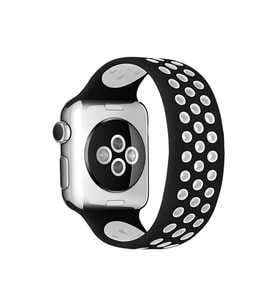 Uray store Apple Watch 38mm Ayarlı Delikli Silikon Kordon - Siyah-Beyaz