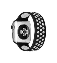 Uray store Apple Watch 38mm Ayarlı Delikli Silikon Kordon - Siyah-Beyaz