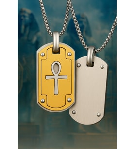 voyageaccessory Paslanmaz Çelik Künye Model Antik Mısır Nil Anahtarı Ankh Kolye (Altın-Gümüş)