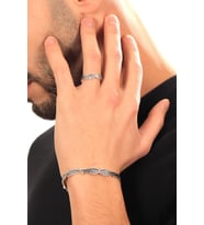 Erkek Antik Gümüş Kaplama Ayarlanabilir Melek Kanadı Formlu Yüzük & Kelepçe Bileklik Set