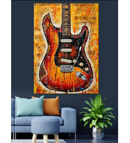Elektro Gitar Ve Müzik Dekoratif Kanvas - Mdf Ahşap Tablo
