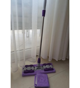 Teleskobik Cam Yer Tavan Silme - İstediğin Bezi Tak Kullan - 4 Mandallı -yedek Bezli Mop Seti