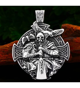 Paslanmaz Titanyum Çelik Viking Savaşcı Odin Kolye-Viking Kolye