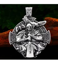 Paslanmaz Titanyum Çelik Viking Savaşcı Odin Kolye-Viking Kolye