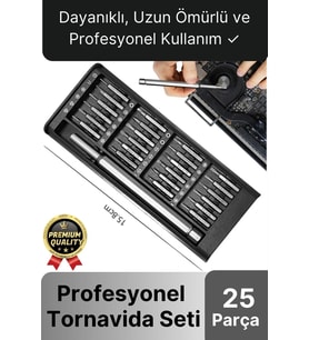 Premium Seri Kaliteli Kutulu Ergonomik Saatçi Bilgisayar Hassas Taşınabilir 25 Parça Tornavida Seti