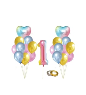 Renkli Balon Folyo 1 Yaş Set