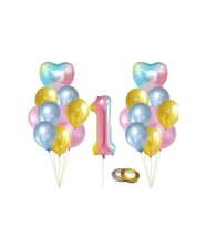 Renkli Balon Folyo 1 Yaş Set