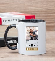 Kişiye Özel Spotify Tasarım Fotoğraflı Siyah Kupa Bardak