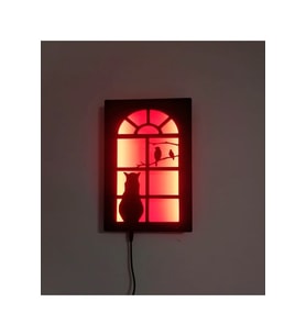 otantik dekoratif led ışıklı duvar tablo ve gece lambası (Siyah)
