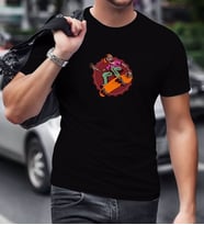 BK Gift Kaykaycı İskelet Tasarımlı Siyah T-Shirt-1