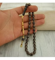 14 AYAR ALTIN PÜSKÜLLÜ 12 YARMA ERZURUM OLTU TAŞI TESBİH (Siyah)