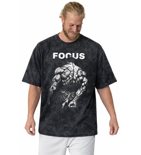 Tasarım Focus Bodybulding Fitness Gym Sporcu Baskılı Unisex Oversize Vintage Yıkamalı Tişört