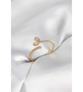 Pilelistore  Gold Renk Pirinç Kuyruklu Kalp Model Kadın Yüzük
