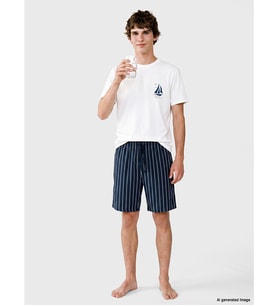 LC WAIKIKI Lacivert Regular Fit Baskılı Erkek Şortlu Pijama Takımı