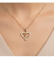 XUPING JEWELRY 14 Ayar Altın Kaplama, Kalpli Balerin Zirkon Taşlı Kolye